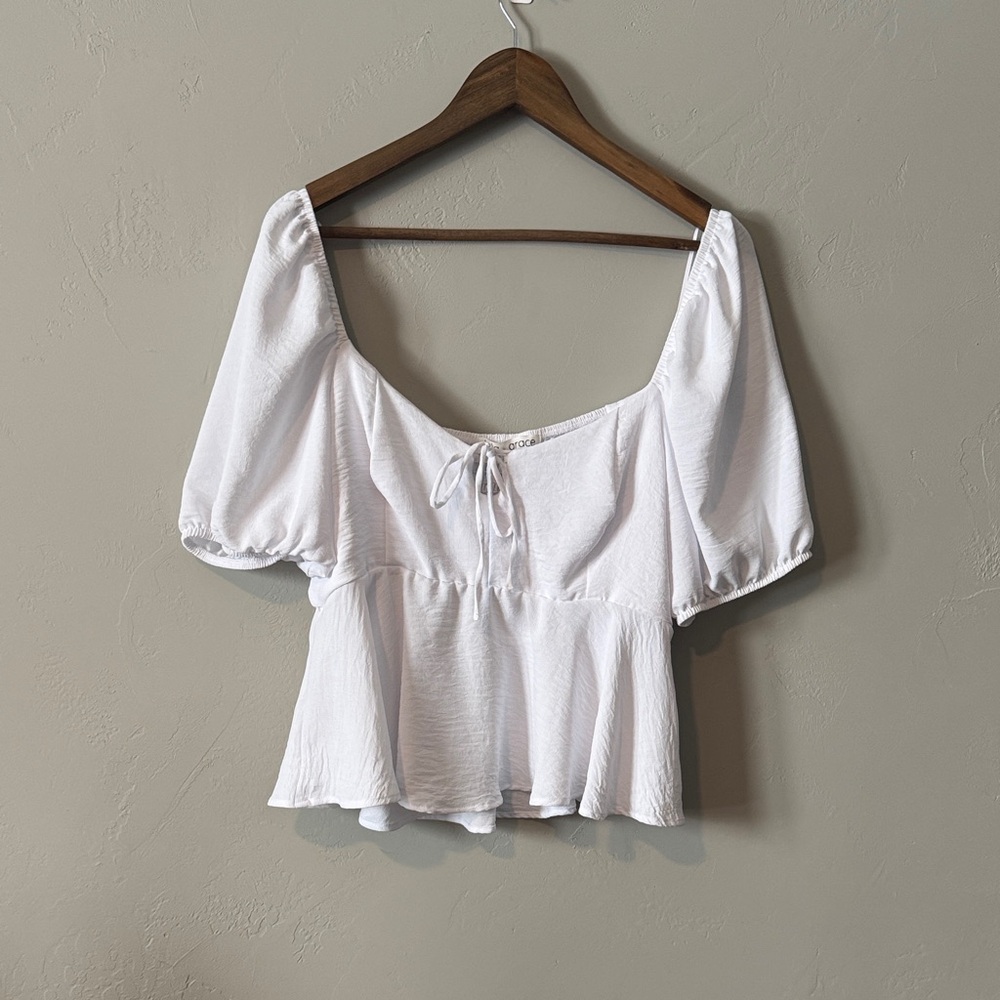 Dainty White Puff Sleeve Top